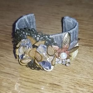 Anthropologie Raw Silk Wrapped Bracelet